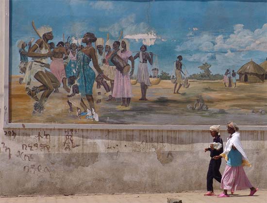 Erica Brown has has helped her students create seven murals on school buildings as a Peace Corps volunteer in Ghana