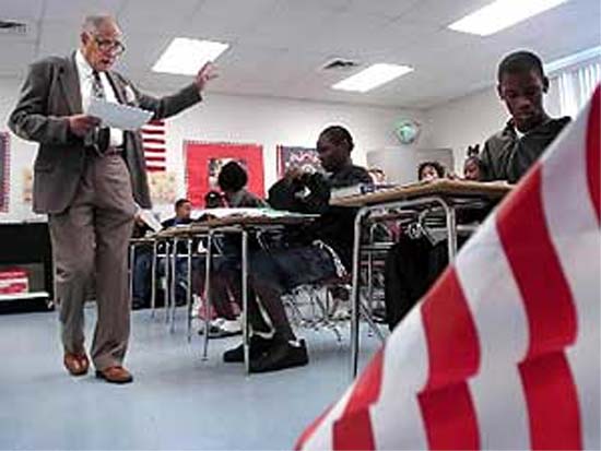 Kenya Country Director William B. Robertson teaches American History at Sligh Middle School