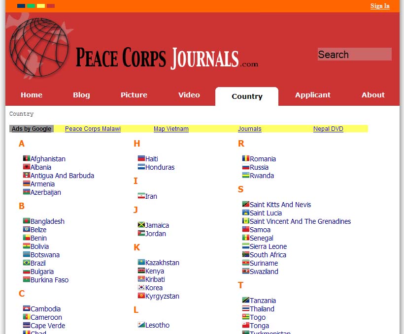 Susan Spano writes: Check out the the recently revamped www.PeaceCorpsJournals.com