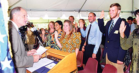 A total of 45 American Peace Corps volunteers last week took oath as they started a new life in Uganda to serve the local communities over the next two years